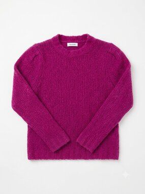 NAADAM Fuchsia Pink Wool Cashmere Blend Crewneck Puff Shoulder Sweater Size L